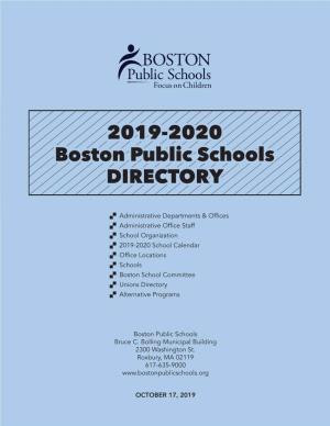 2019-2020 Boston Public Schools DIRECTORY