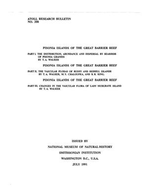 Atoll Research Bulletin No. 350 Pisonia Islands of the Great Barrier Reef
