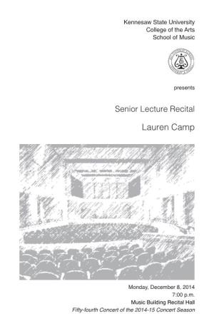 Senior Lecture Recital: Lauren Camp