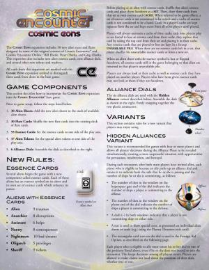 Game Components New Rules: Variants