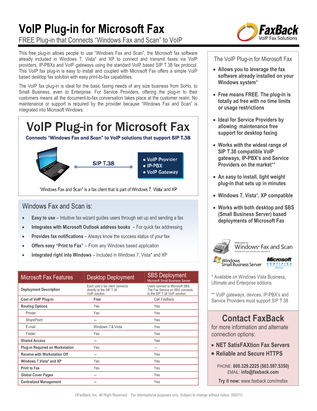 Voip Plug-In for Microsoft Fax FREE Plug-In That Connects “Windows Fax and Scan” to Voip