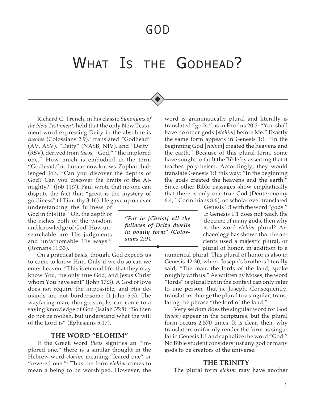 What Is the Godhead?