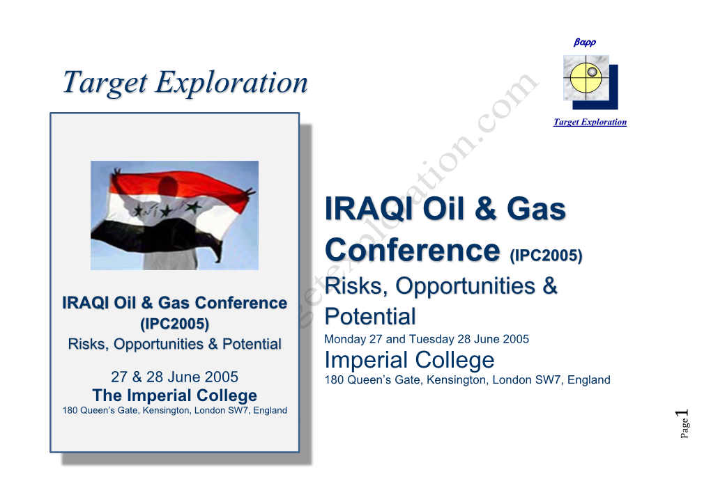 Target Exploration IRAQI Oil & Gas Conference (IPC2005)