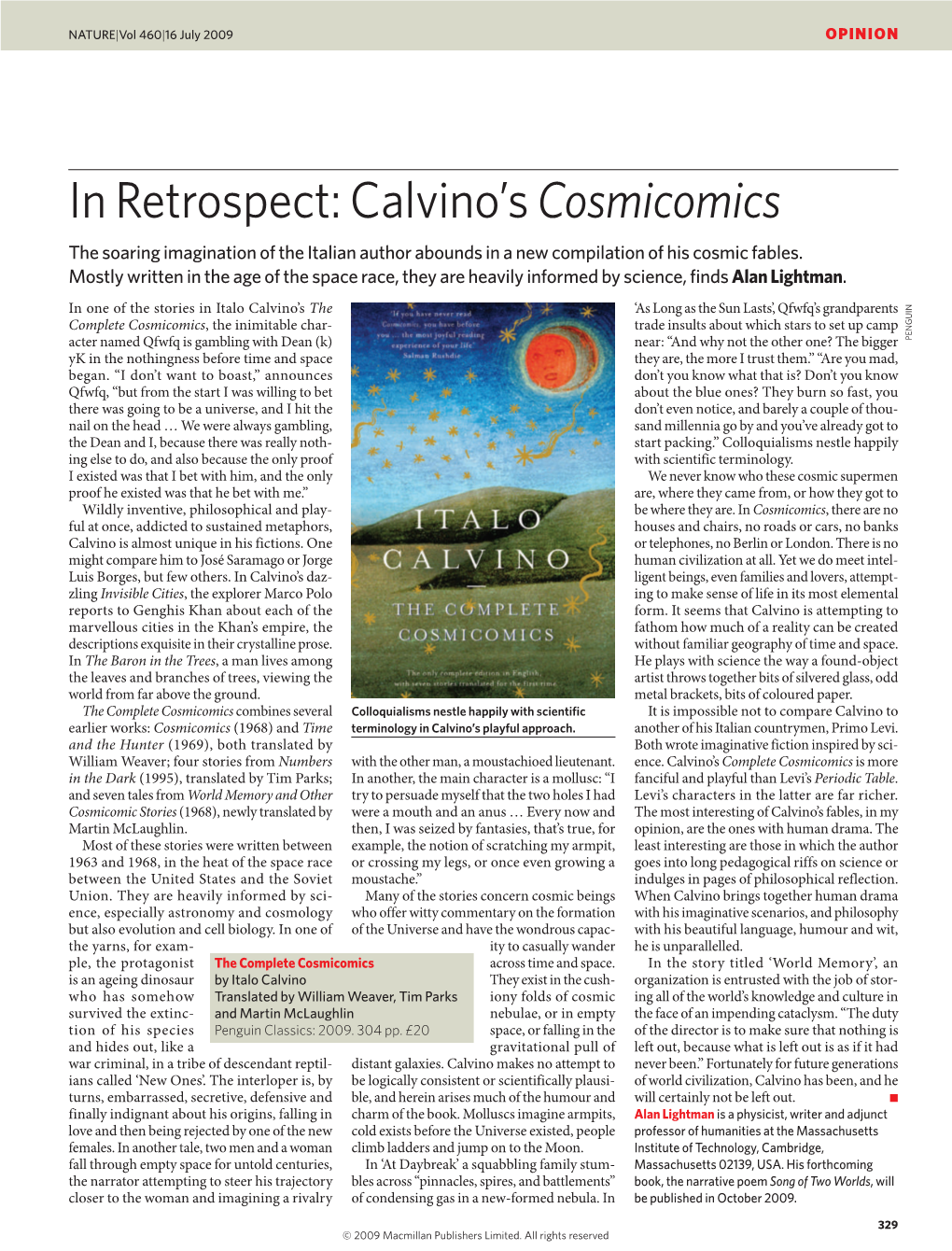 In Retrospect: Calvino's Cosmicomics