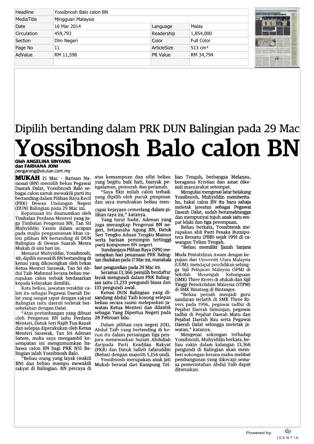 Yossibnosh Balo Calon BN