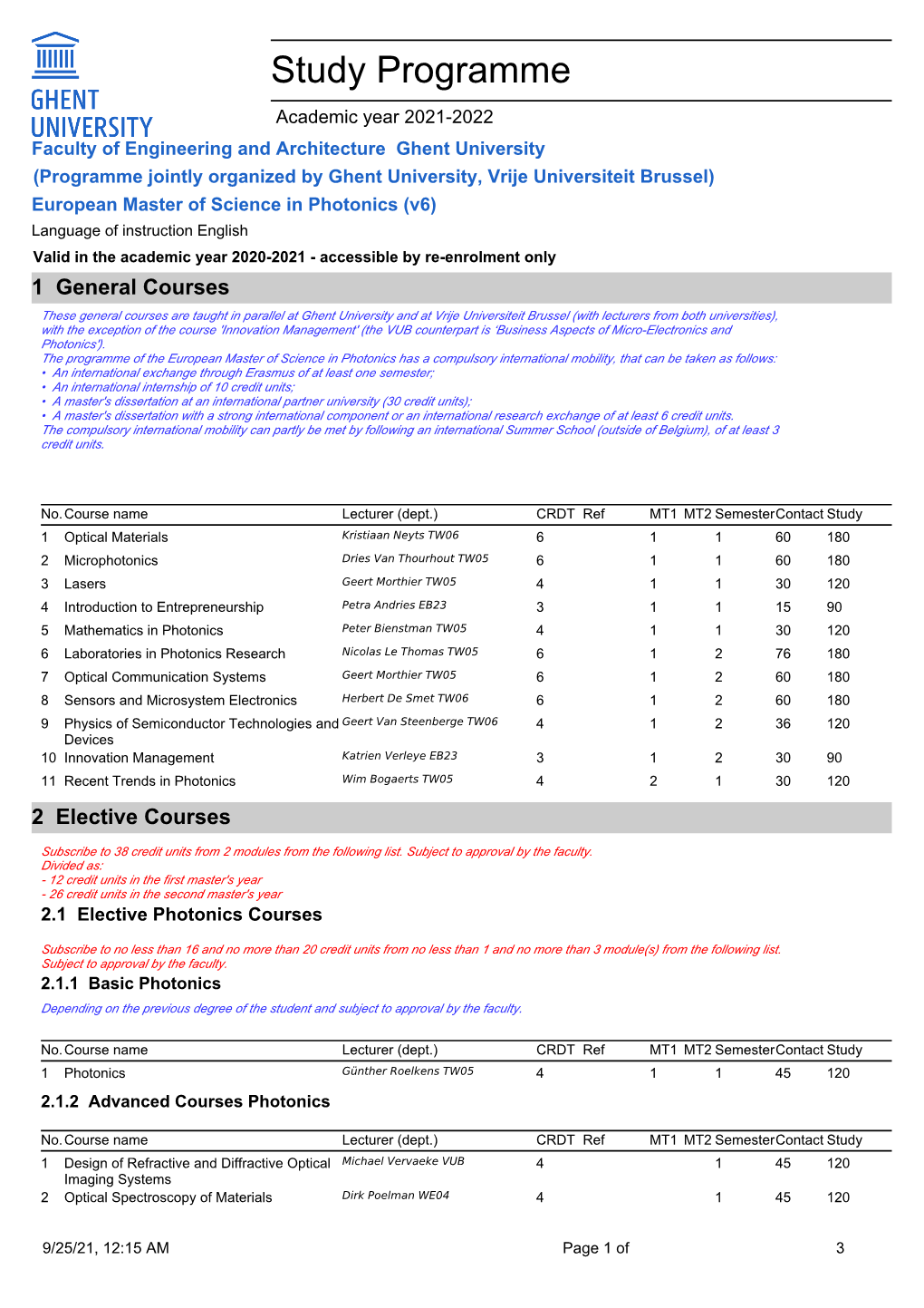 Study Programme