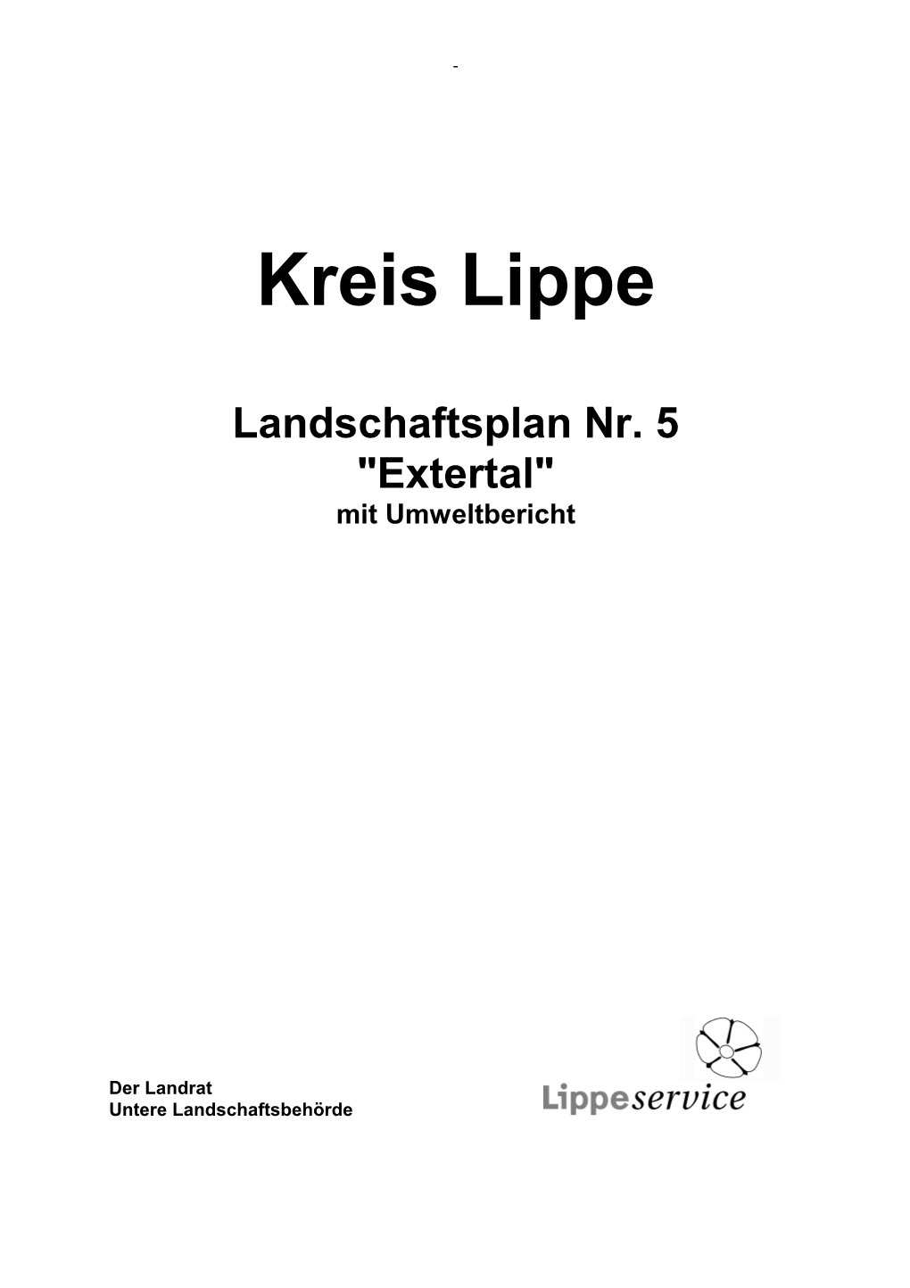 Landschaftsplan Nr. 5 "Extertal" Mit Umweltbericht