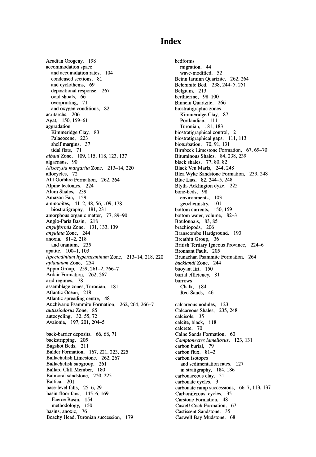 Alisocysta Margarita Zone, 213-14, 220 Angulata Zone, 244