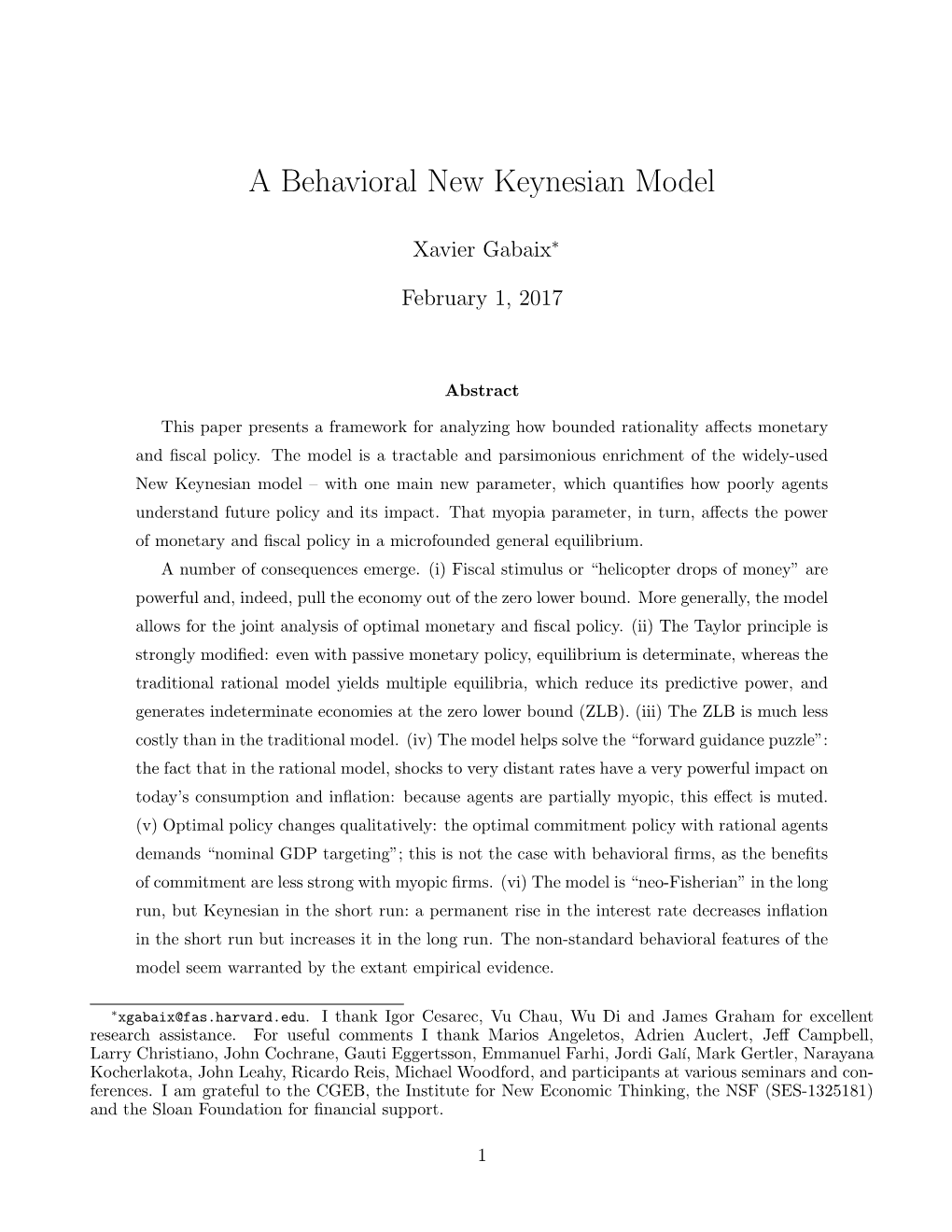 A Behavioral New Keynesian Model