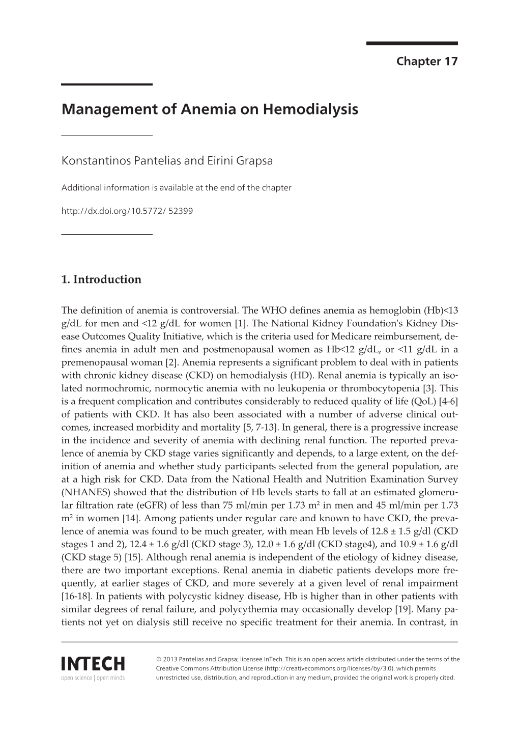 Management of Anemia on Hemodialysis