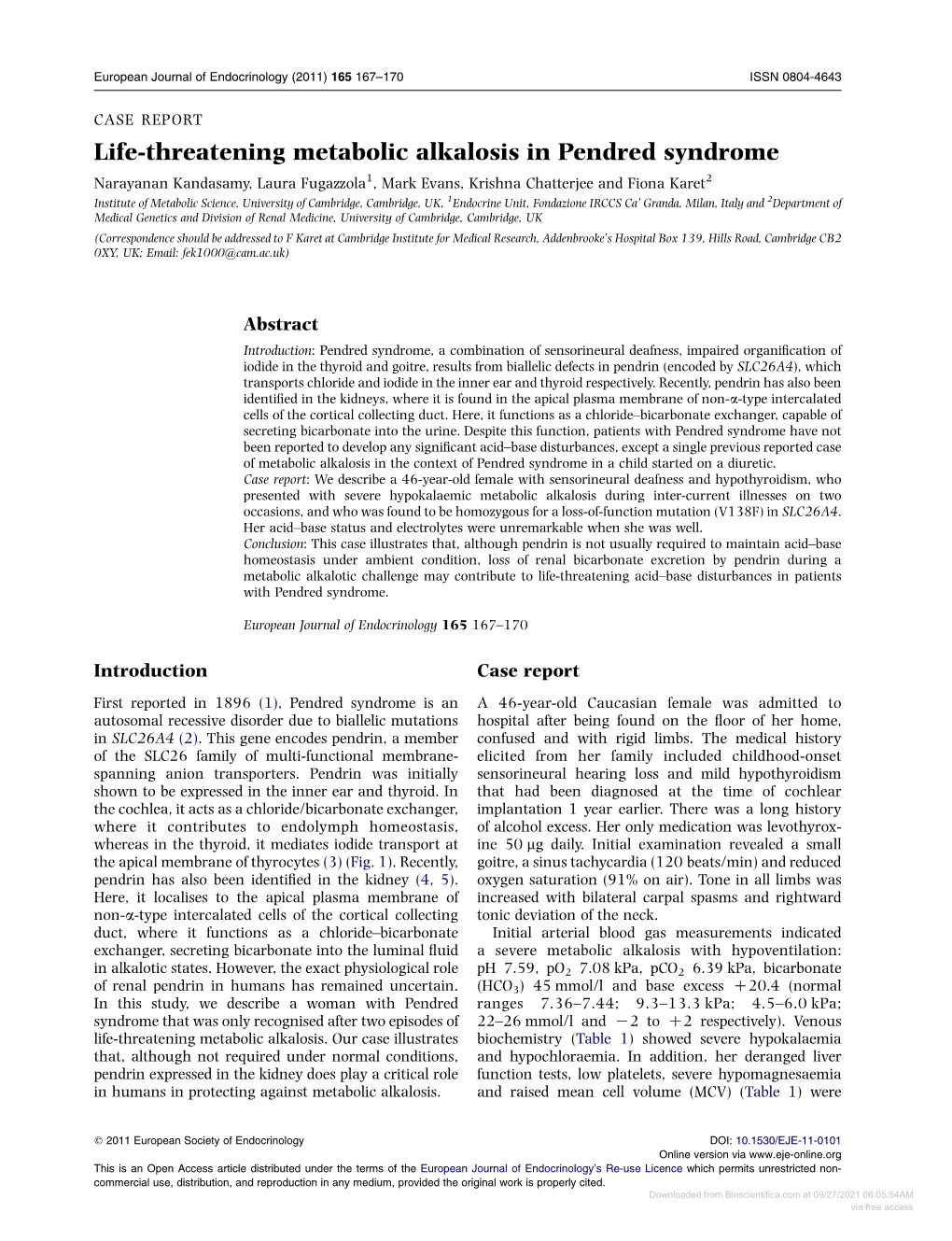 Life-Threatening Metabolic Alkalosis in Pendred Syndrome