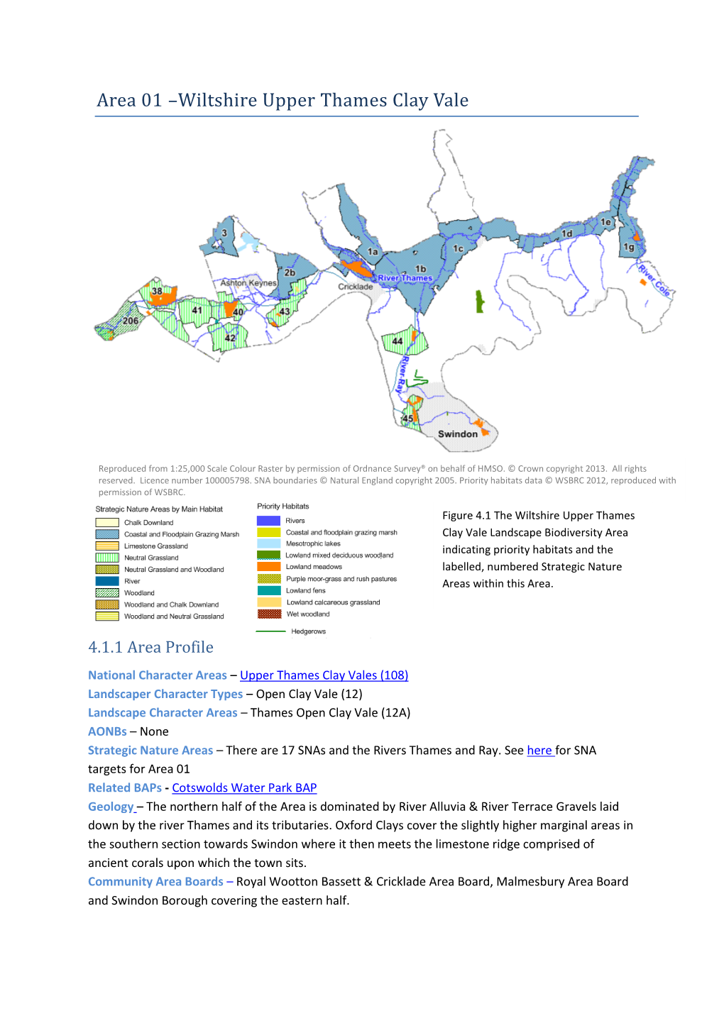 Area 01 –Wiltshire Upper Thames Clay Vale