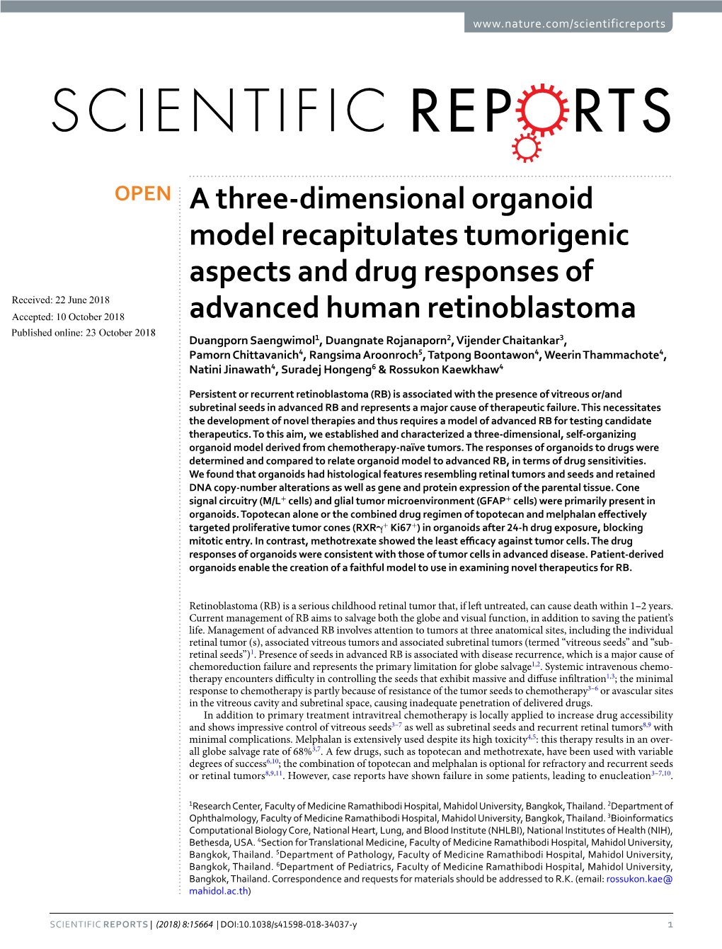 A Three-Dimensional Organoid Model Recapitulates Tumorigenic Aspects