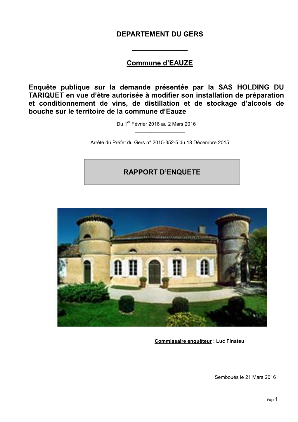 Rapport D’Enquete