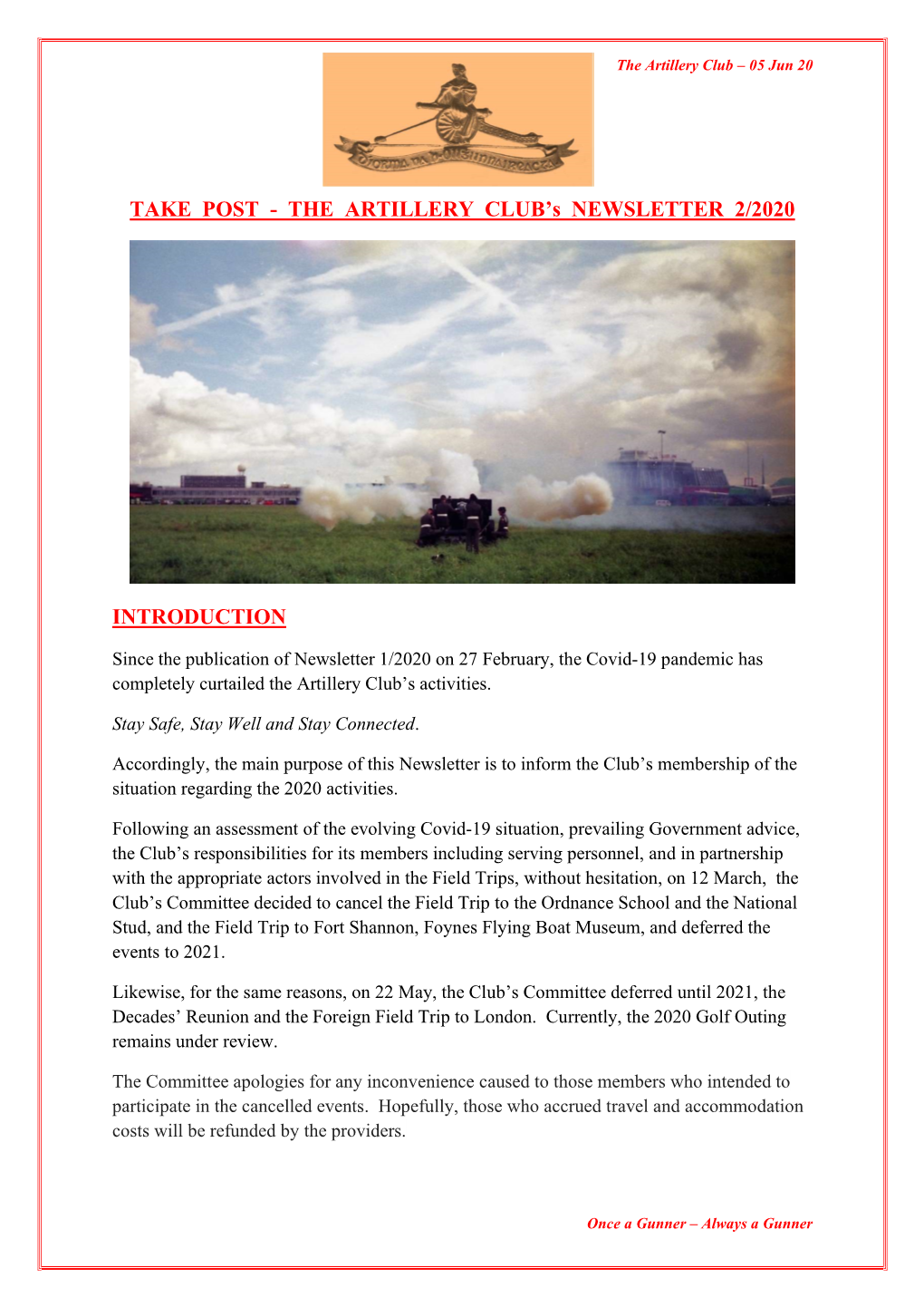 Artillery Club's Newsletter 2 of 2020 ( 05 Jun