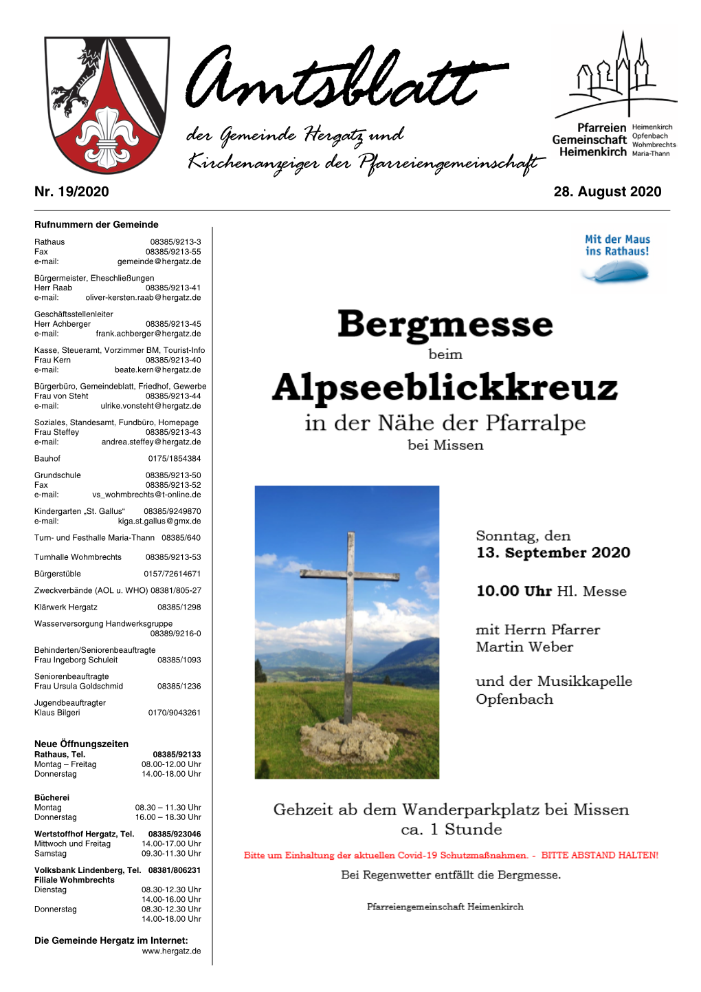 Amtsblatt Der Gemeinde Hergatz Und Kirchenanzeiger Der Pfarreiengemeinschaft