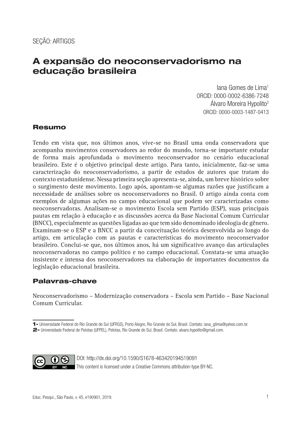 A Expansão Do Neoconservadorismo Na Educação Brasileira
