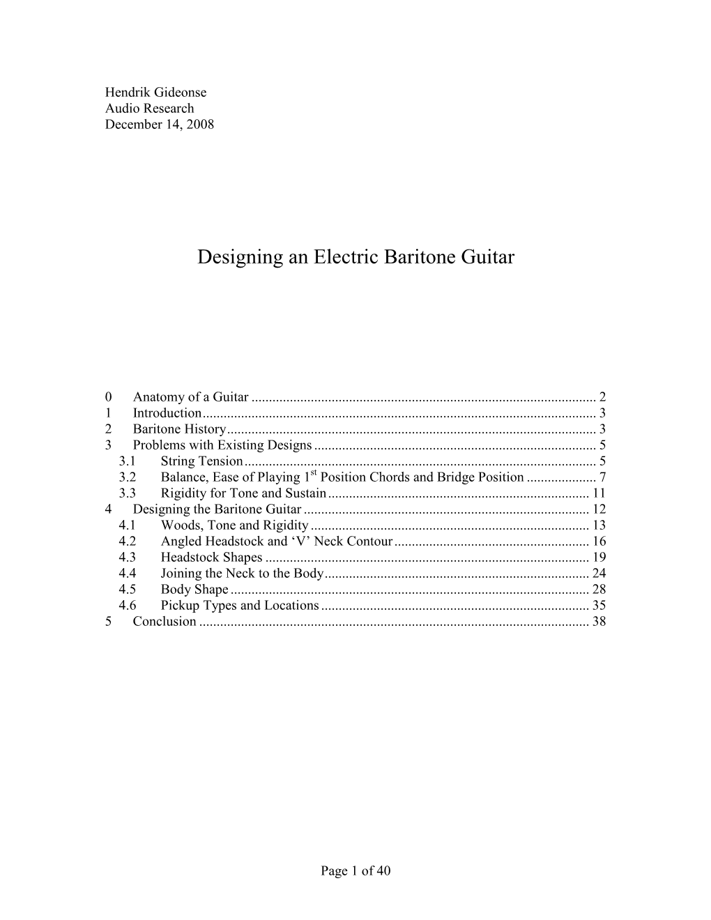 Designing and Building an Electric Baritone Guitar