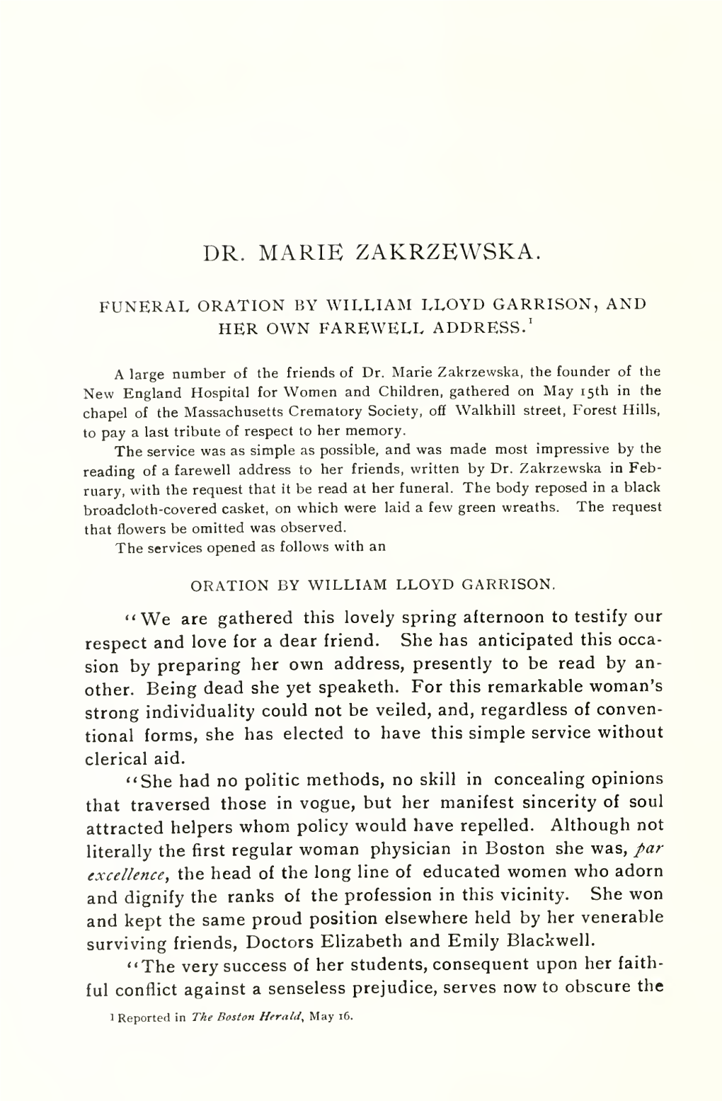 Dr. Marie Zakrzewska