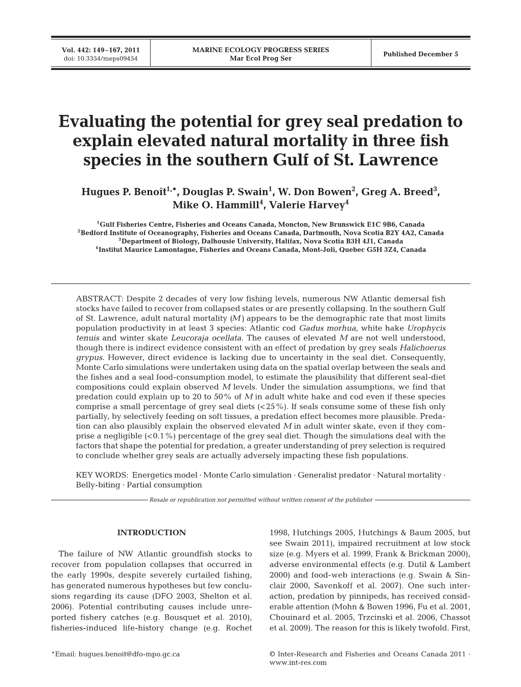 Evaluating the Potential for Grey Seal Predation to Explain Elevated Natural Mortality in Three Fish Species in the Southern Gulf of St