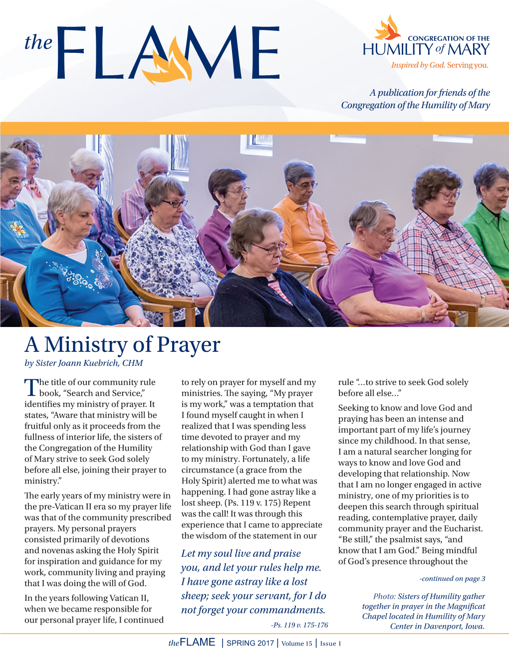 SPRING 2017 | Volume 15 | Issue 1 CONGREGATION of the HUMILITY of MARY