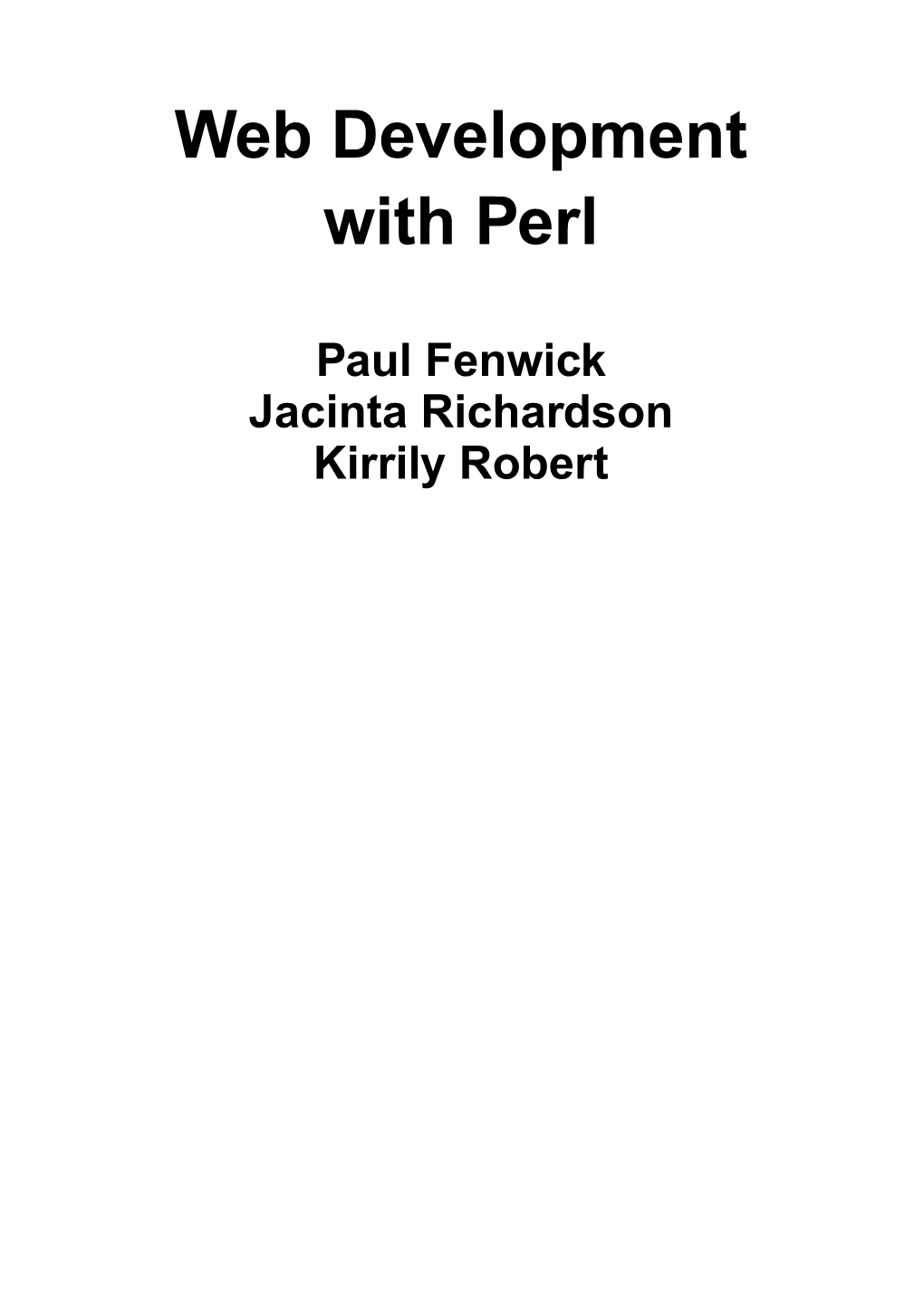 Web Development with Perl
