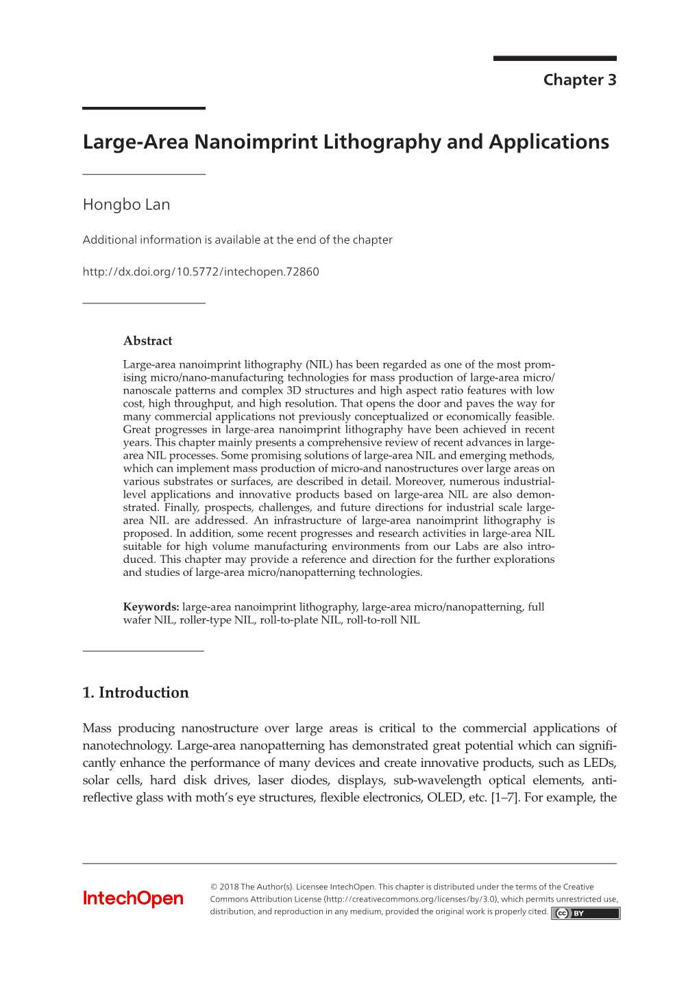 Large-Area Nanoimprint Lithography and Applications