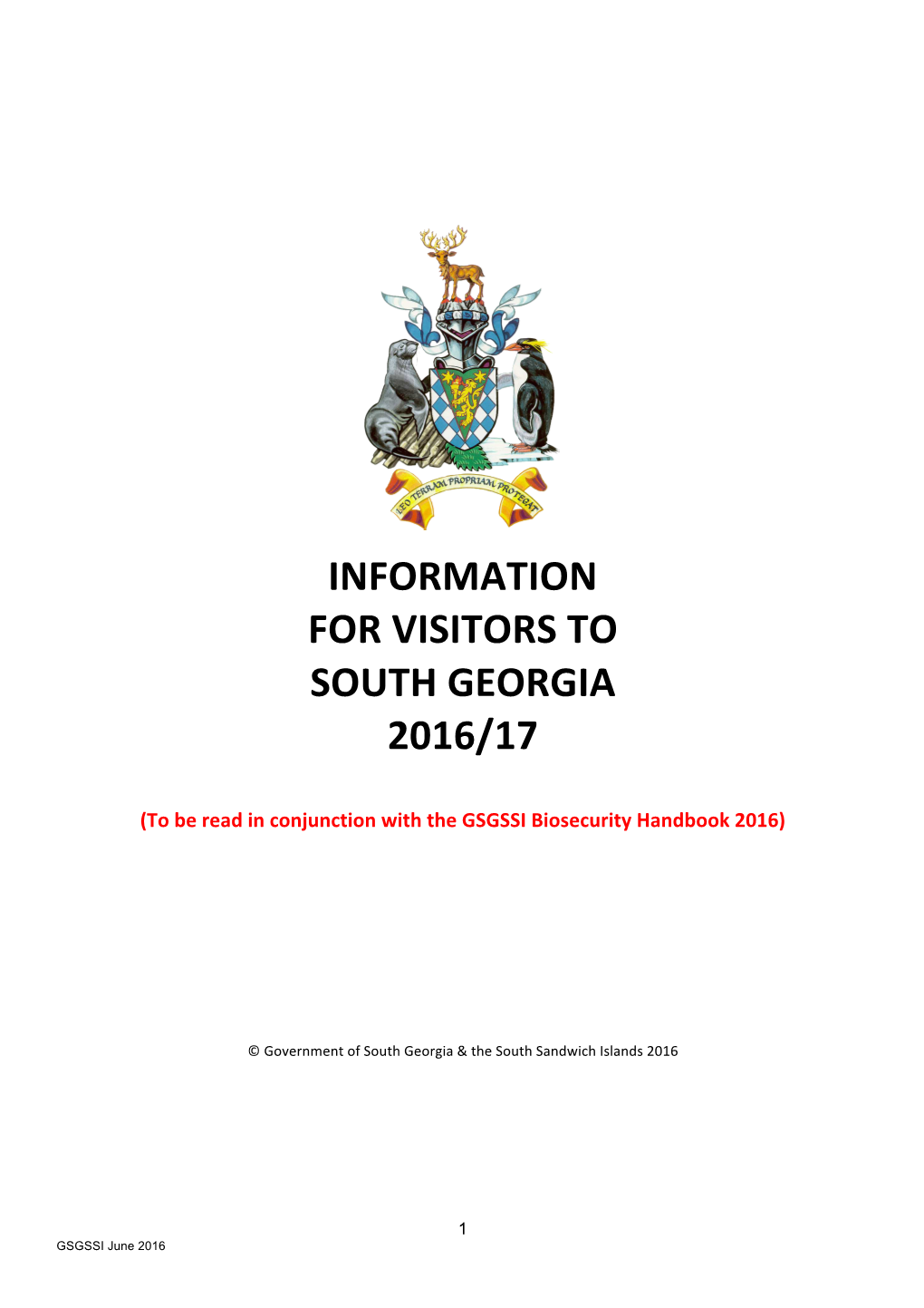 Information for Visitors to South Georgia 2016/17