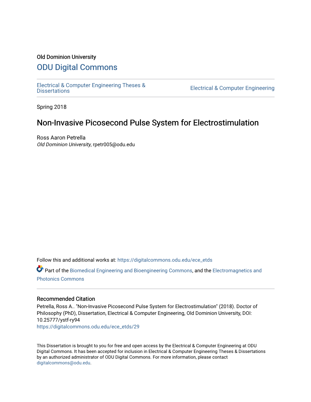 Non-Invasive Picosecond Pulse System for Electrostimulation