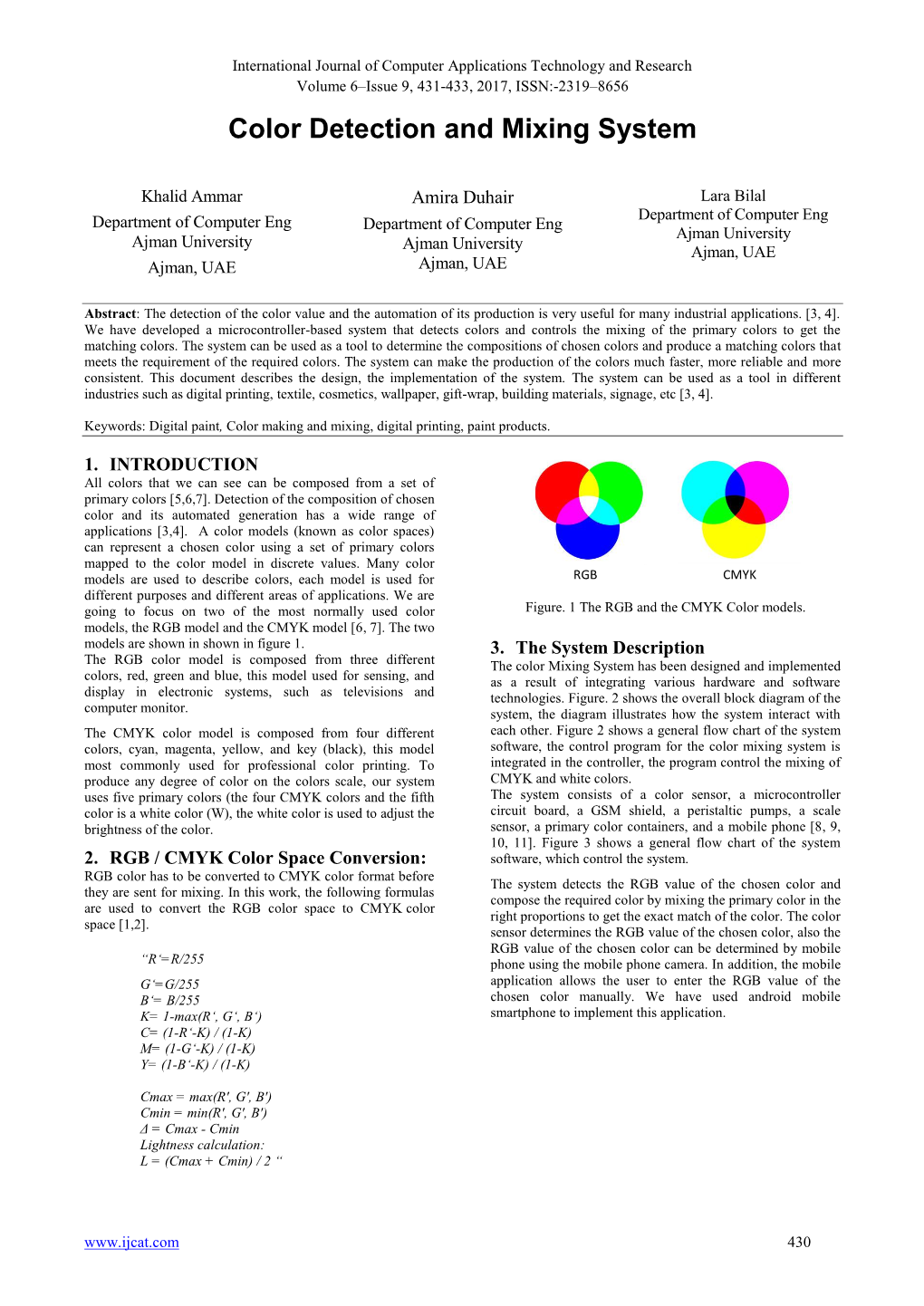 Color Detection and Mixing System