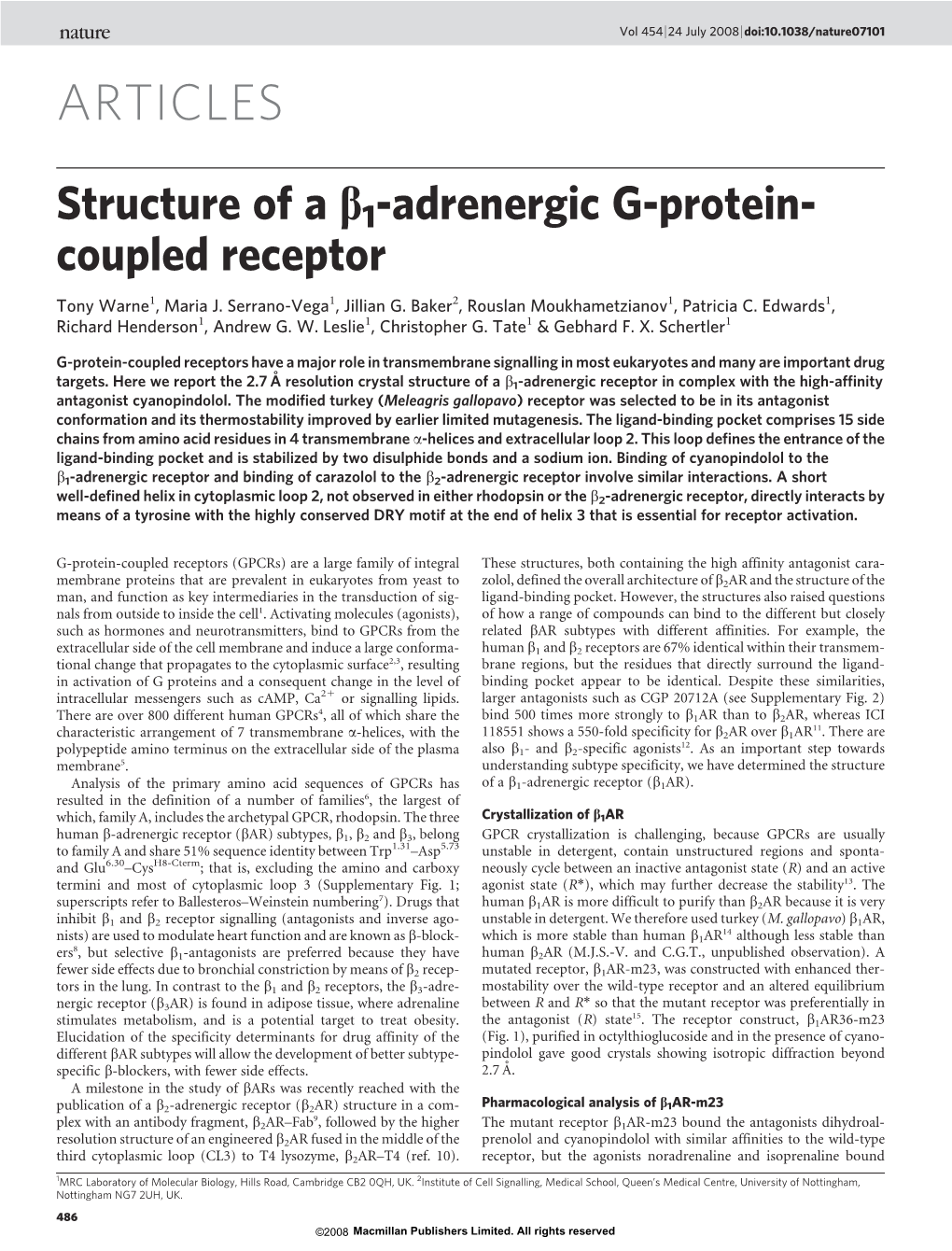 Adrenergic G-Protein- Coupled Receptor