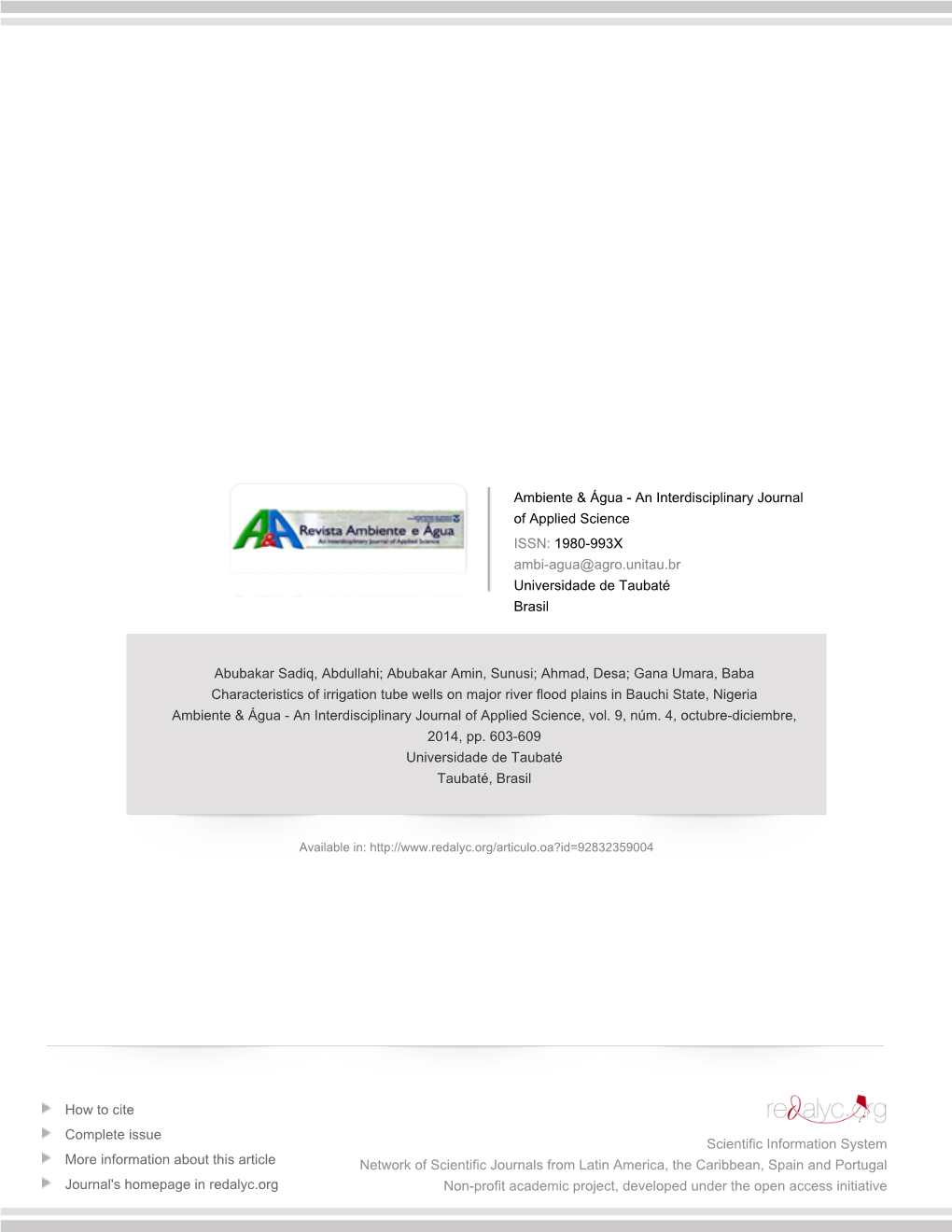 Redalyc.Characteristics of Irrigation Tube Wells on Major River Flood