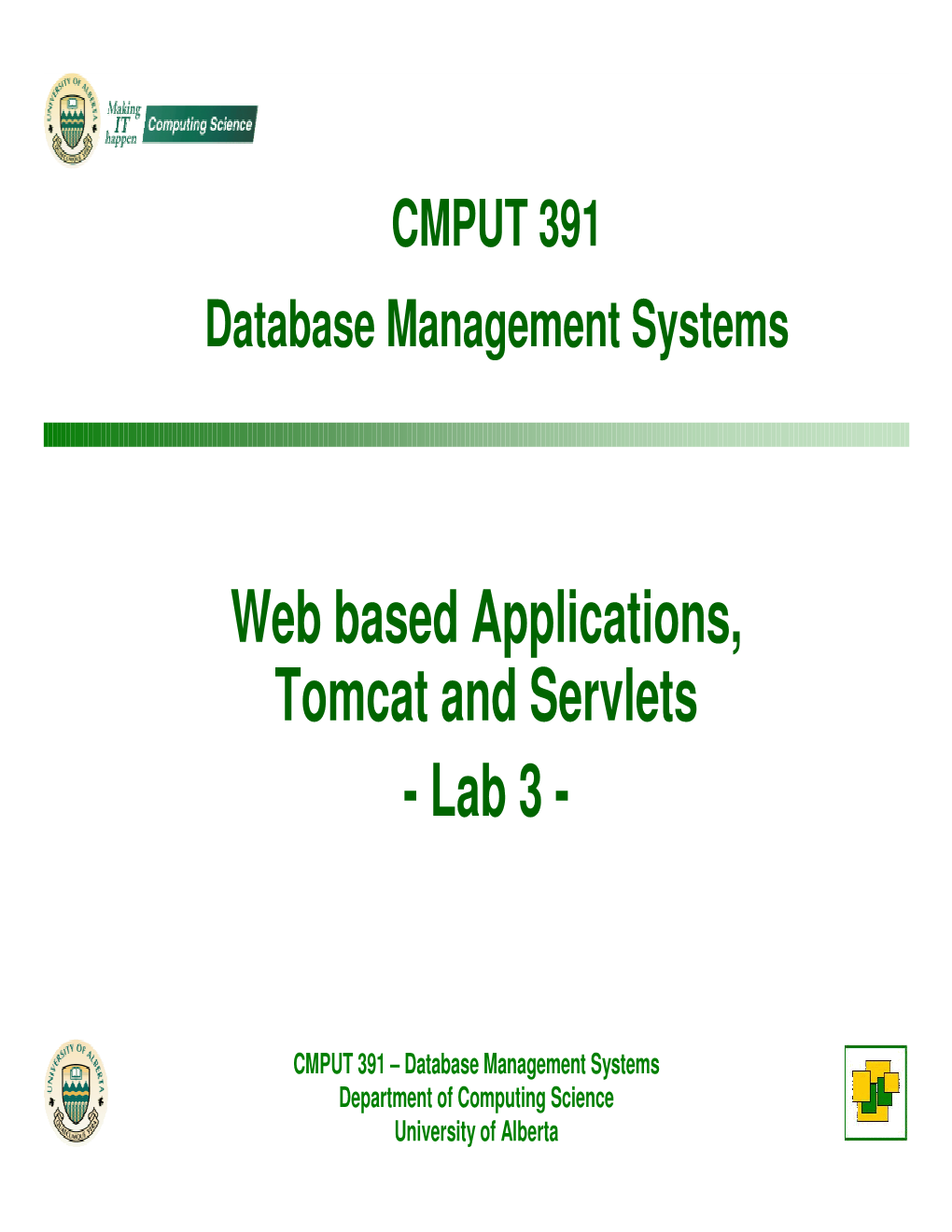 Web Based Applications, Tomcat and Servlets - Lab 3