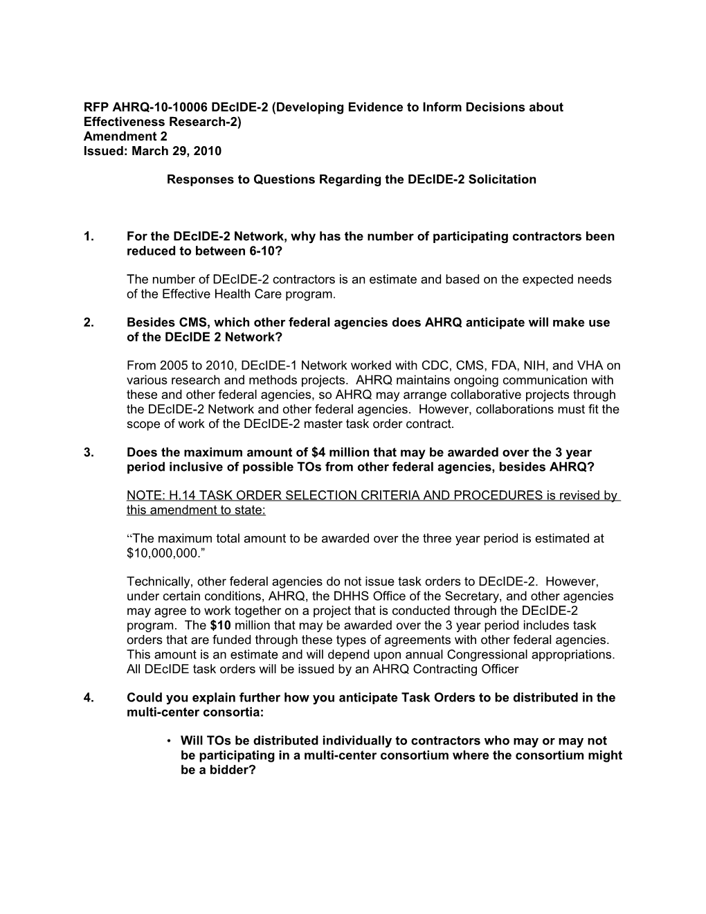 RFP AHRQ-10-10006 Decide-2 (Developing Evidence to Inform Decisions About Effectiveness