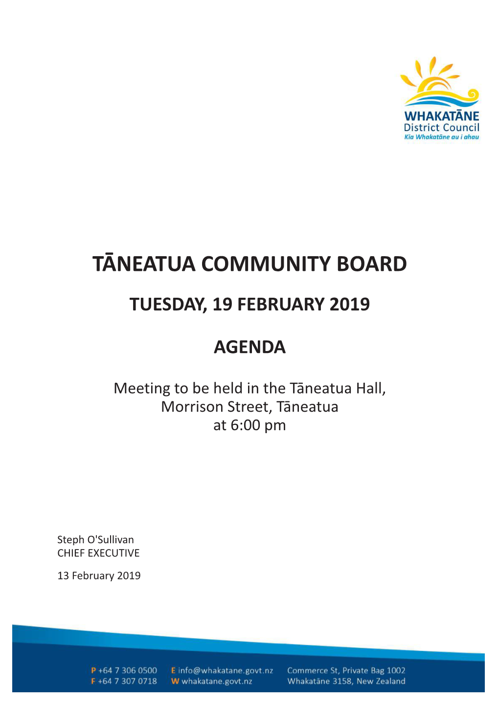 Taneatua Community Board 19 February 2019