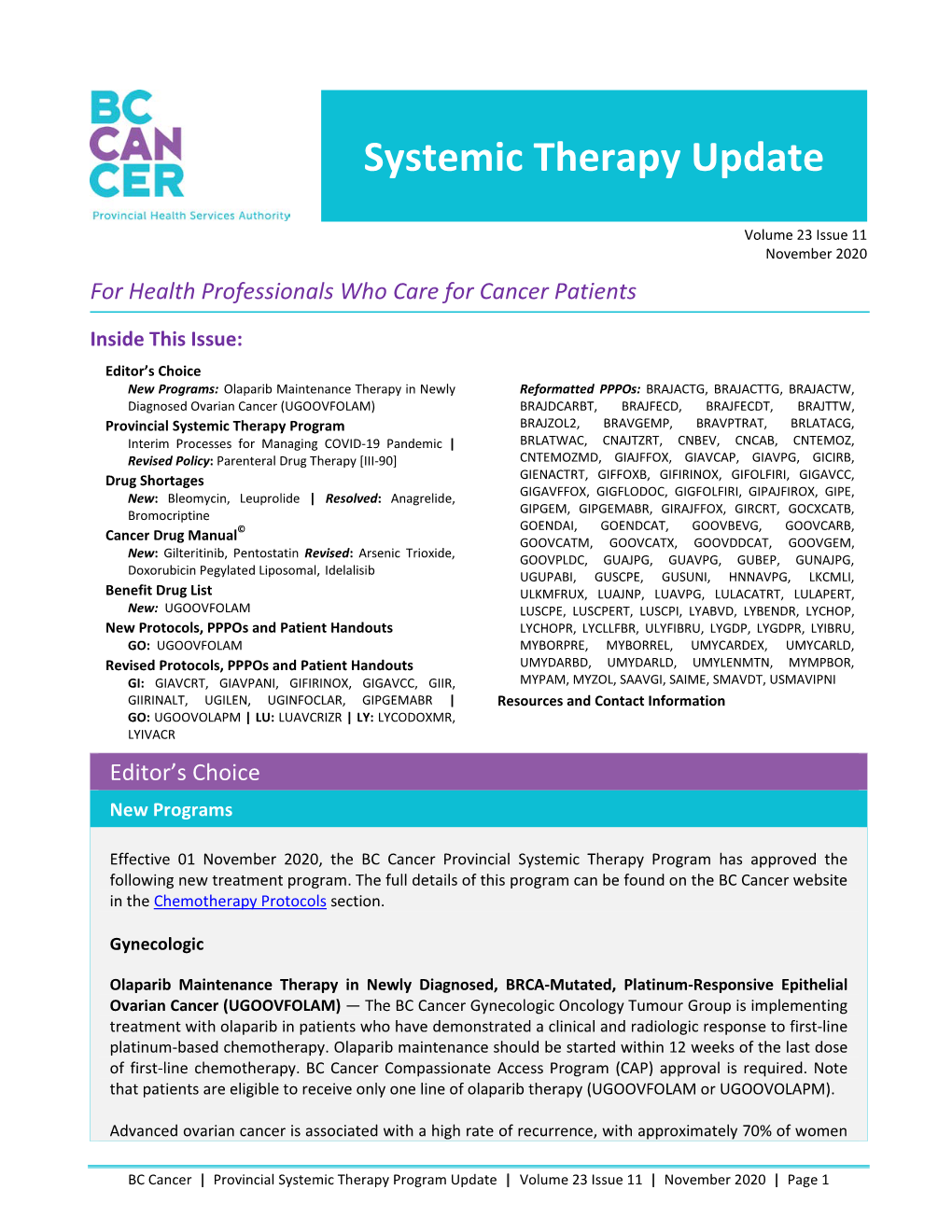 Systemic Therapy Update