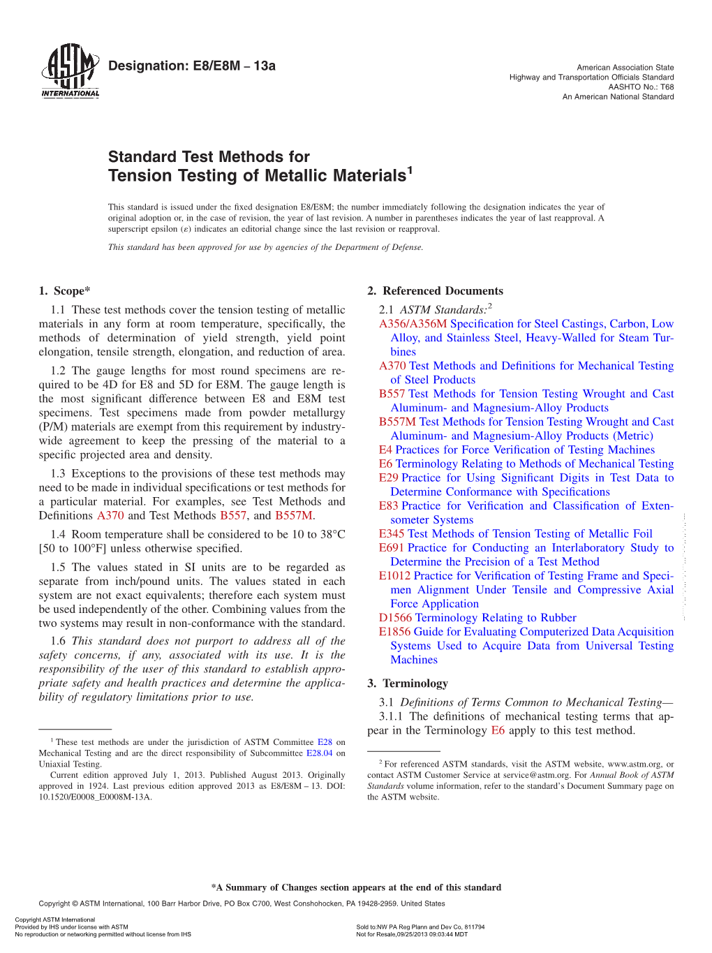 Tension Testing of Metallic Materials1