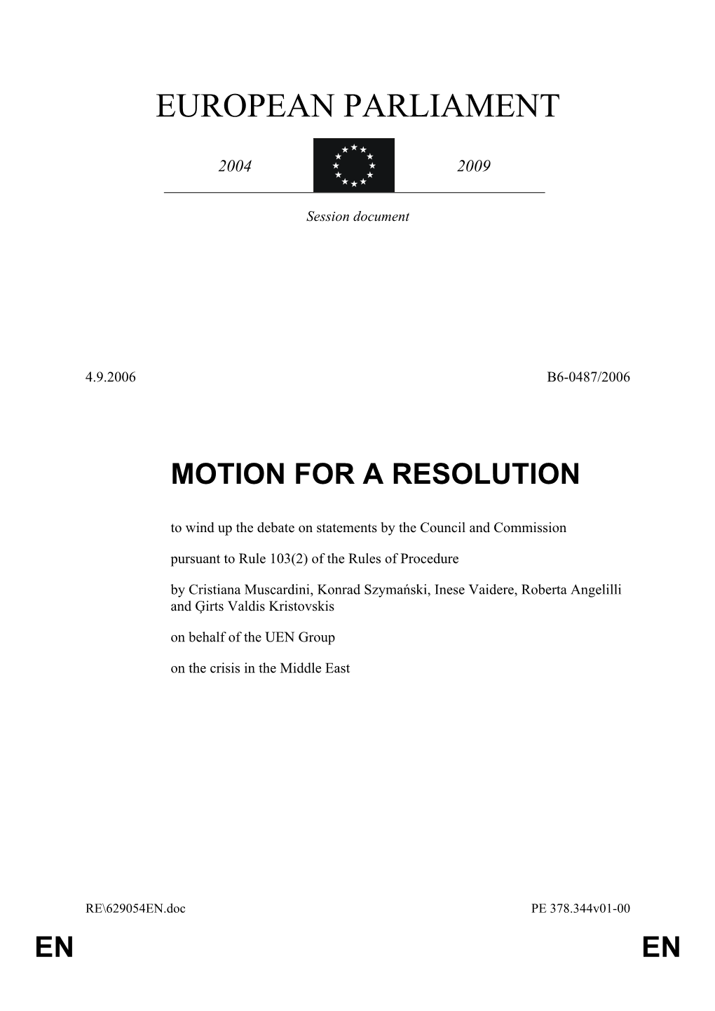 Motion for a Resolution