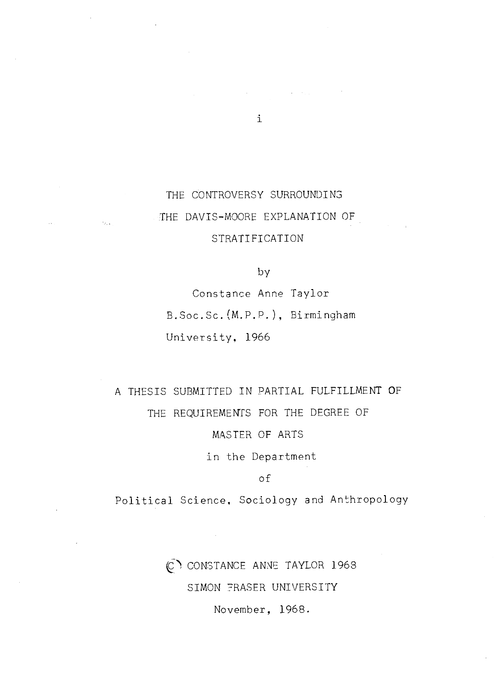 The Controversy Surrounding the Davis-Moore Explanation of Stratification