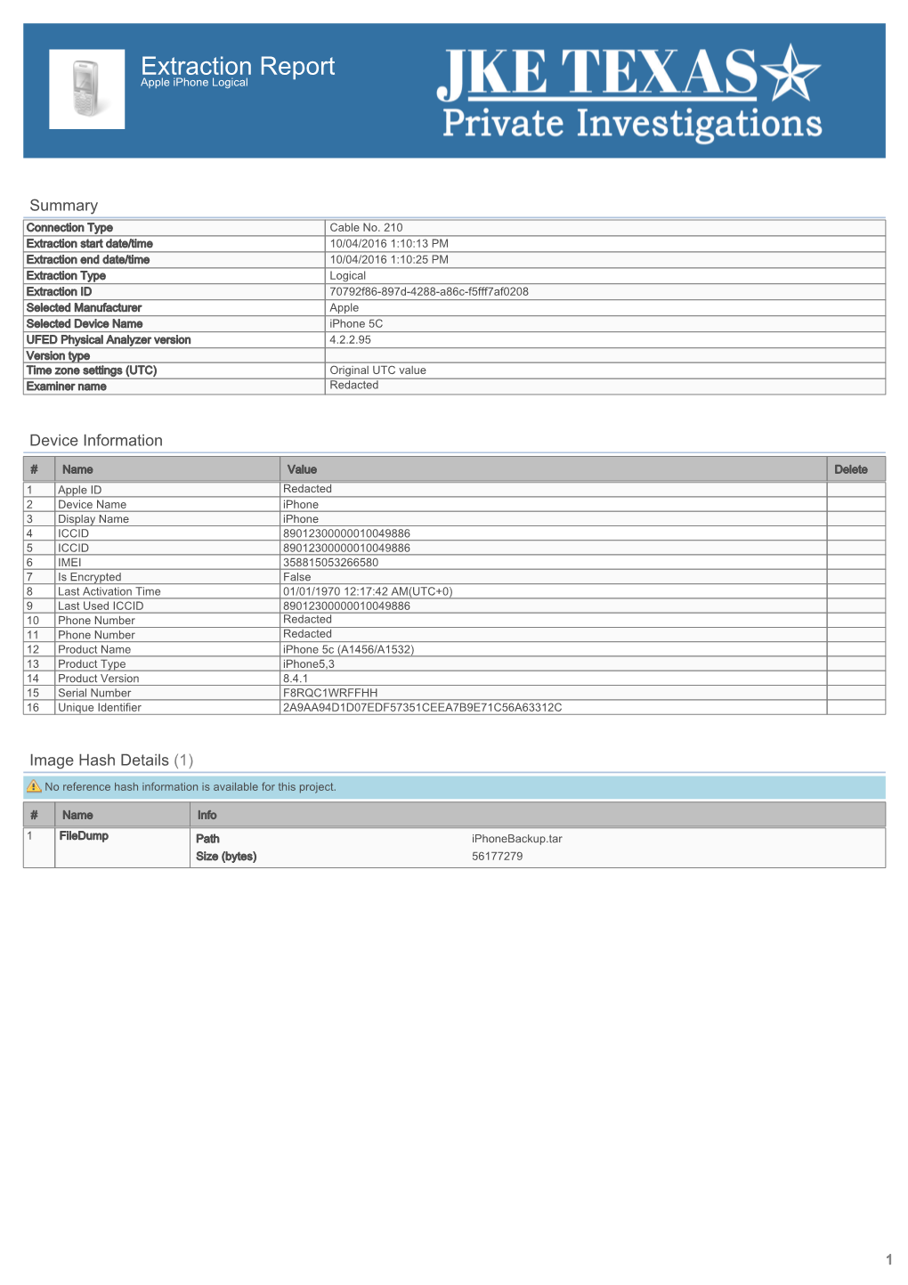 Extraction Report Apple Iphone Logical