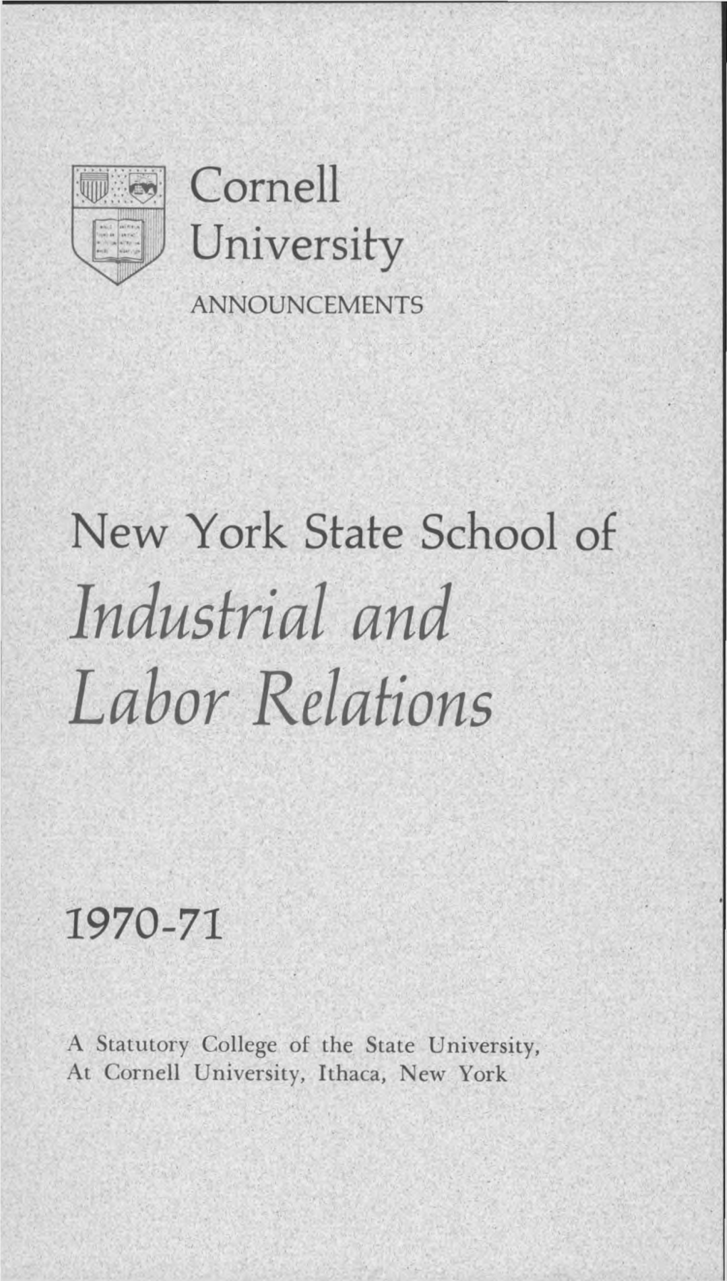 Industrial and Labor Relations