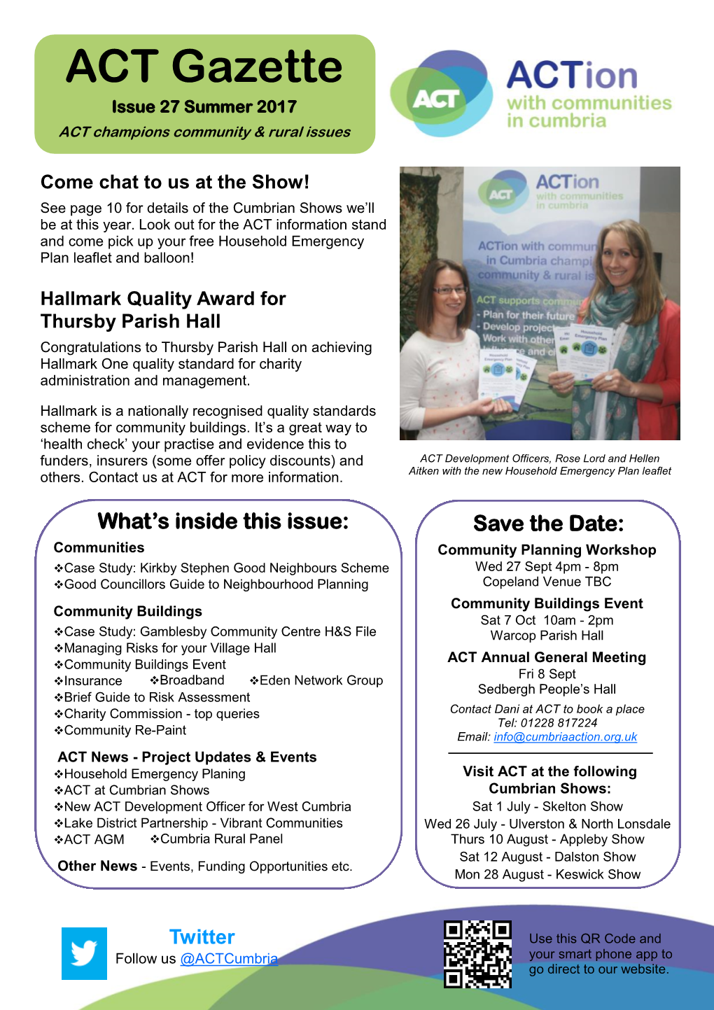 ACT Gazette Issue 27 Summer 2017 ACT Champions Community & Rural Issues