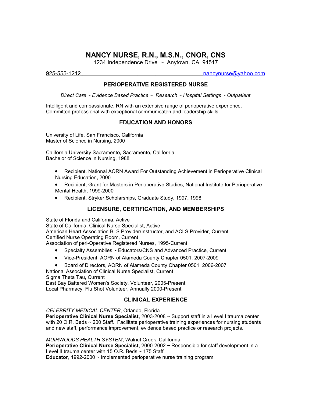 MSN Sample Resume