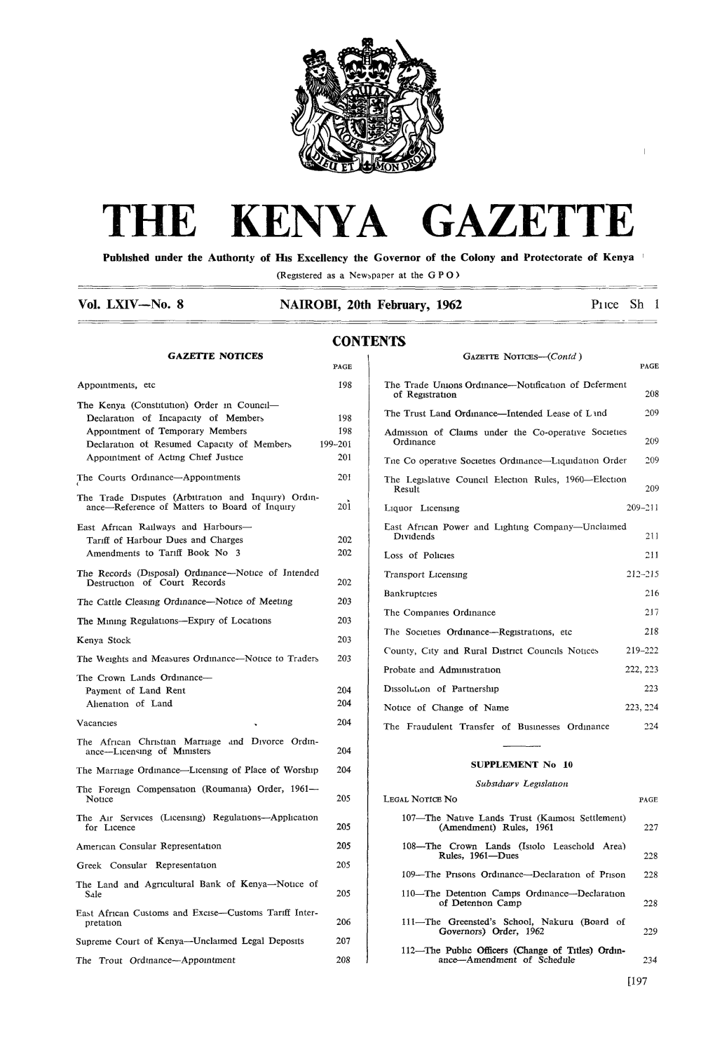 Th E Kenya Gazette