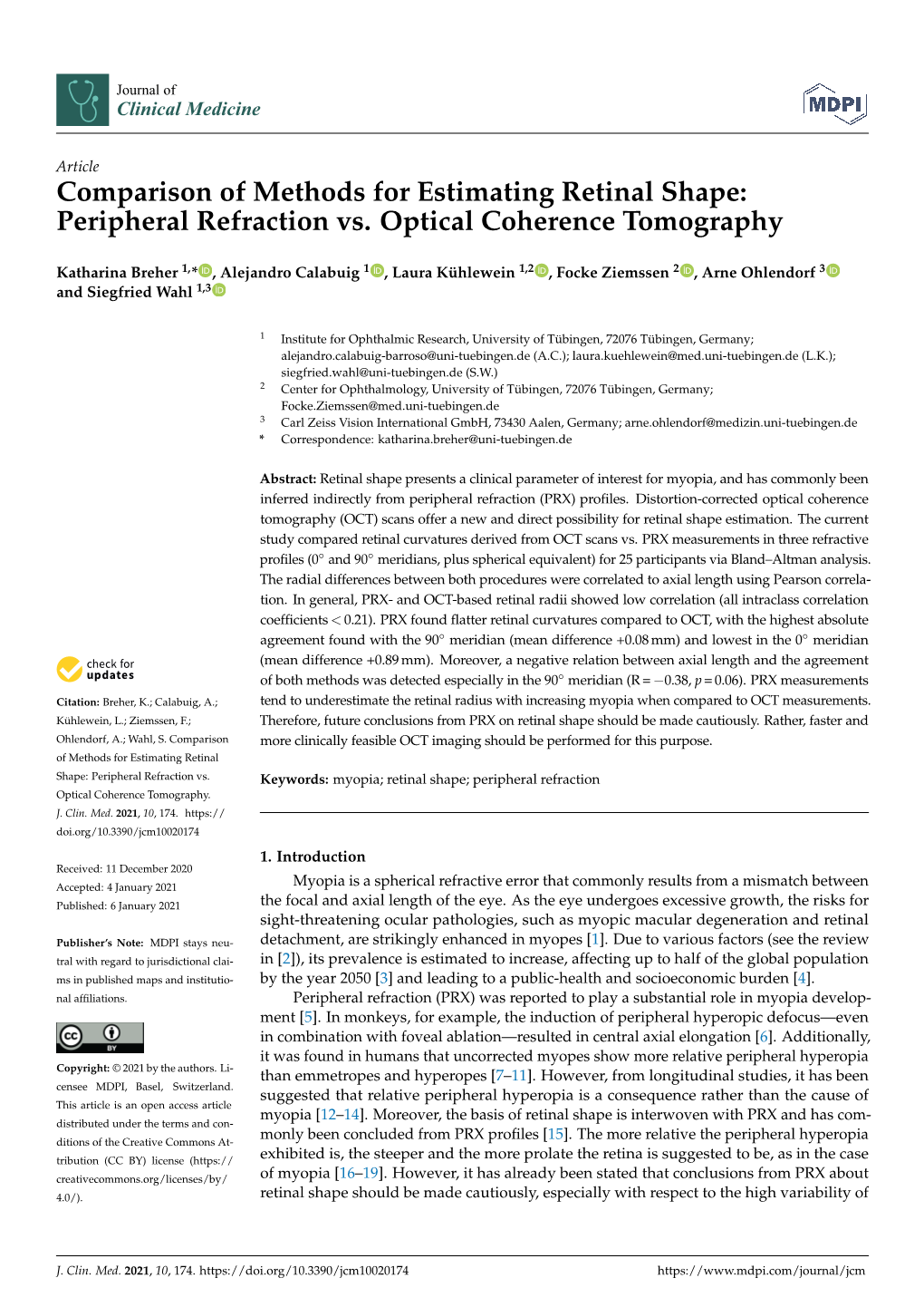 Peripheral Refraction Vs. Optical Coherence Tomography