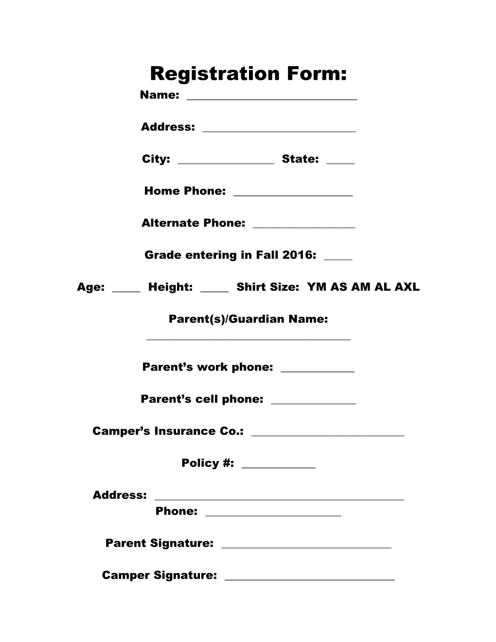 Registration Form