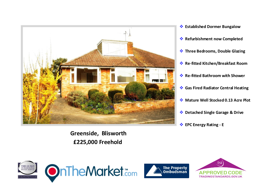 Greenside, Blisworth £225,000 Freehold