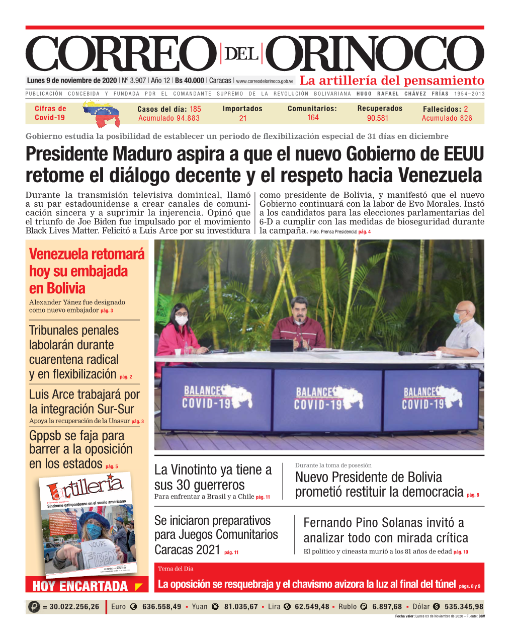 Edición Impresa Correo Del Orinoco N° 3.907 Lunes 9 De Noviembre De