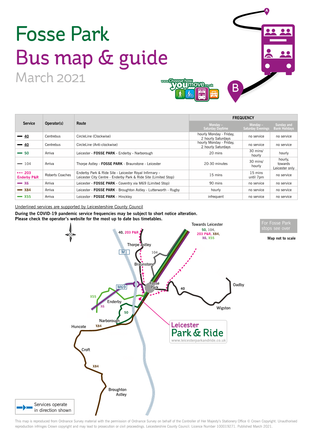 Fosse Park Bus Map & Guide March 2021 B