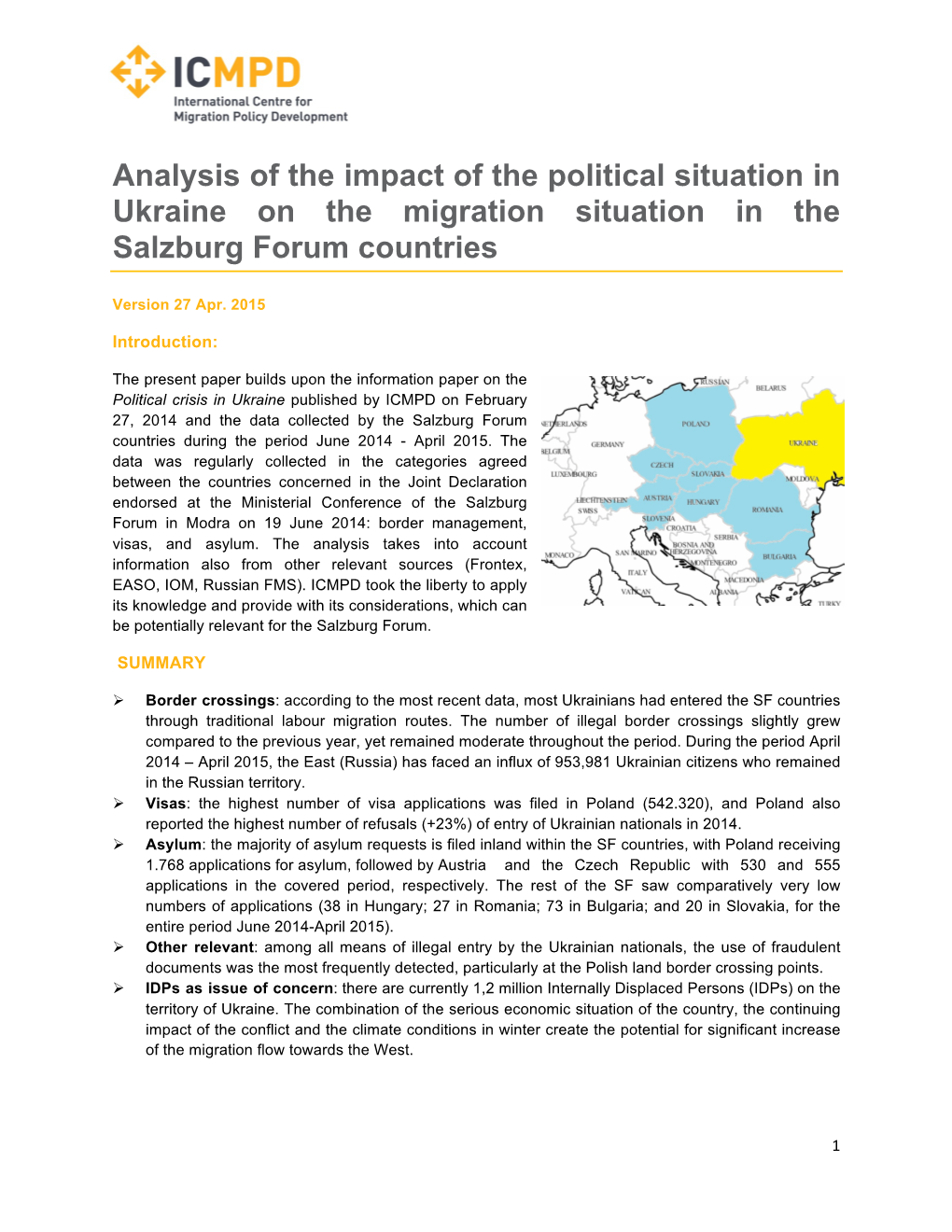 Analysis of the Impact of the Political Situation in Ukraine on the Migration Situation in the Salzburg Forum Countries